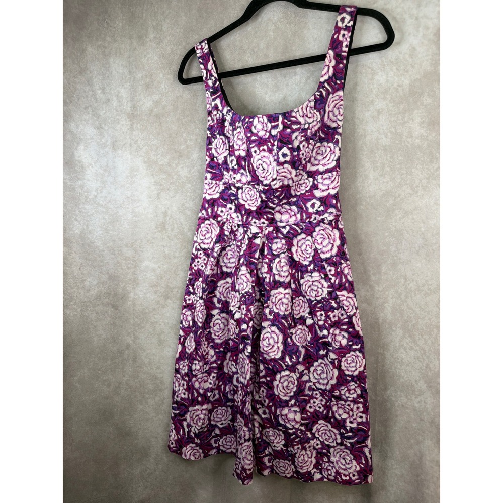 Corey P. Floral Rose Fit & Flare Dress Women Size 8 Purple Pink Sleeveless - Picture 2 of 6